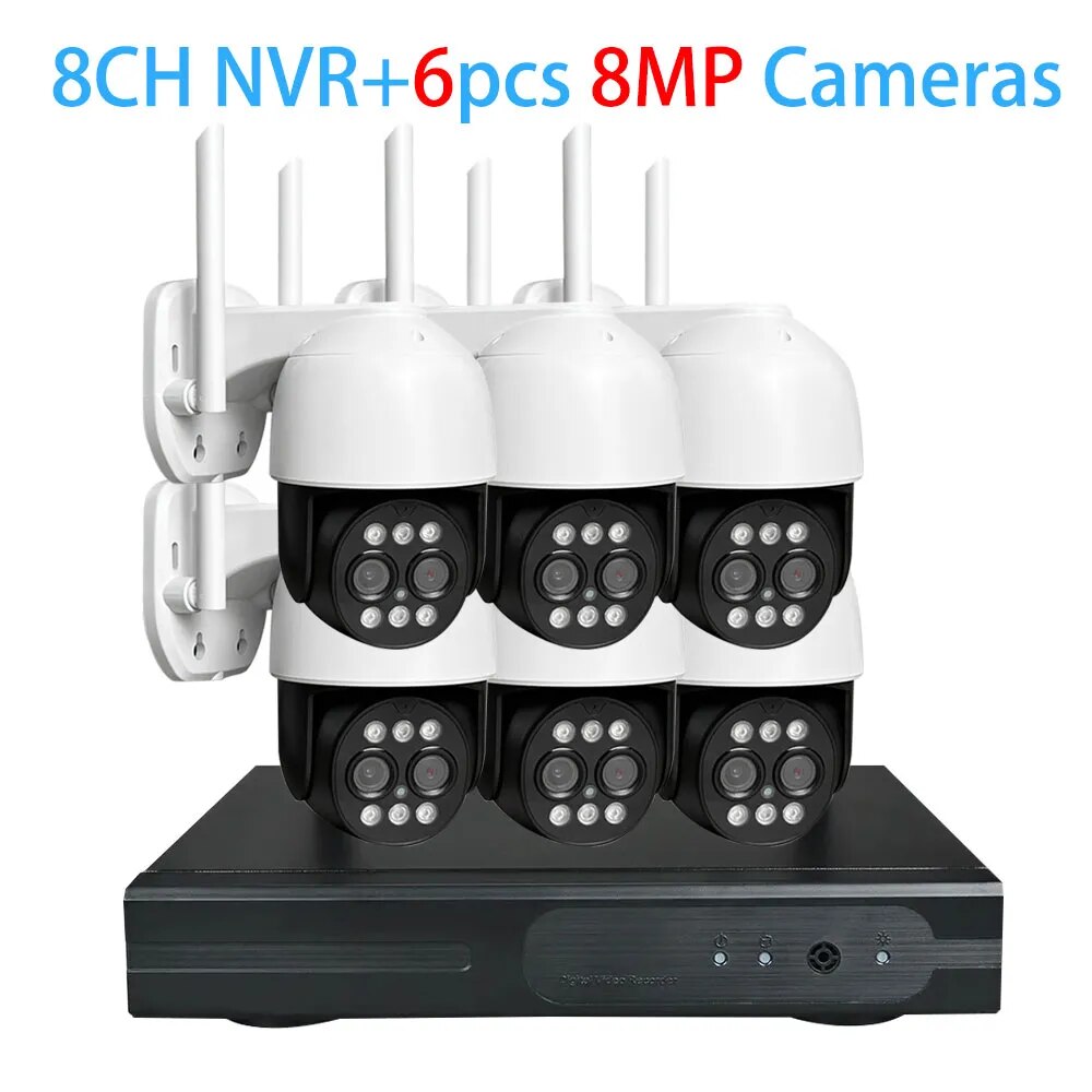 Mvpsecam 8CH NVR 8MP Wireless CCTV System Waterproof Outdoor P2P WiFi IP Security Camera System Video Surveillance Kit NVR Set