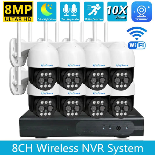 Mvpsecam 8CH NVR 8MP Wireless CCTV System Waterproof Outdoor P2P WiFi IP Security Camera System Video Surveillance Kit NVR Set